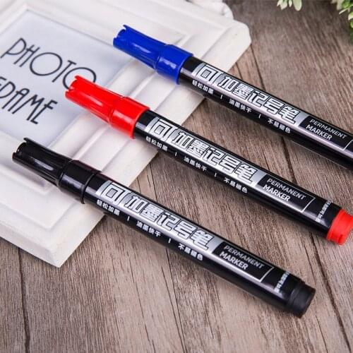 3pcs Deli s561 can add ink, no fading single head black blue red three color oil pen, hook pen, big head pen, marker