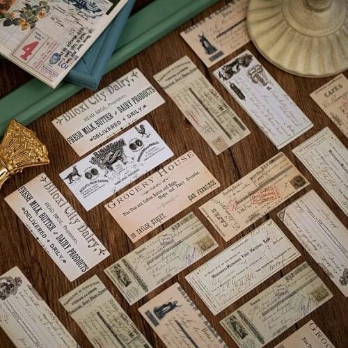 30pcs Decorative Diy Craft Paper Retro Receipt Notepad Material Background Collage Paper Junk Journal Diary Planner Scrapbooking