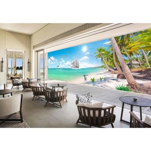 3d wallpaper for room Sea view tree landscape painting photo 3d wallpaper 3d landscape wallpaper