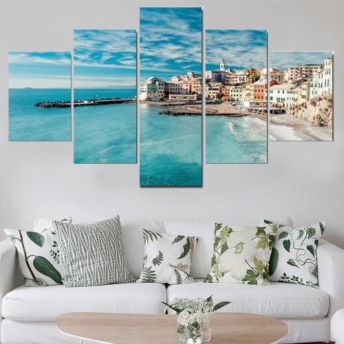 5 Pieces Wall Art Canvas Painting Seascape House Poster Modern Living Room Wall Modern Home Decoration Abstract Modular Pictures