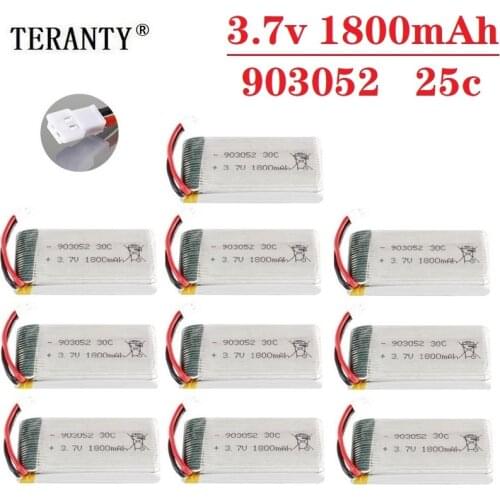 1/2/5/10PCS 3.7v 1800mAh Rechargeable Battery for SYMA X5SW X5 X5S X5C M18 H5P KY601S 903052 3.7v Lipo battery with XH2.54 Plug