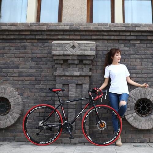 Road bicycle racing car 21/27/30/33 speeds, double disc brake, 700C speed shift student bicycle Aluminum alloy