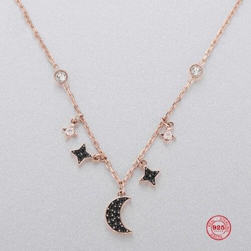 Fashion Charm Sterling Silver Original 1:1 Copy, Mysterious Moon Stars Wild Clavicle Chain Necklace Female Luxury Jewelry Gifts