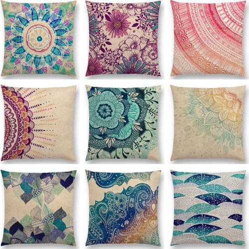 Love life natural Tree Rings Ages Gorgeous Flowers Beautiful Leaf floral pattern Mandala Cushion Cover Sofa Throw Pillow Case