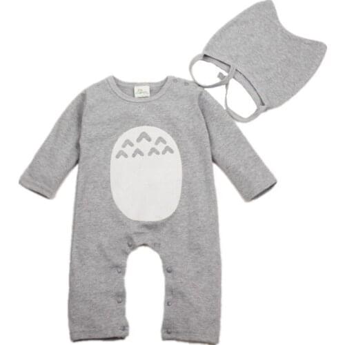 Infant Toddler Long Sleeve Romper Set Cartoon Anime Clothes Set 1pc Romper with 1pc Hat Boy Girls Pink One Piece Autumn Outfit