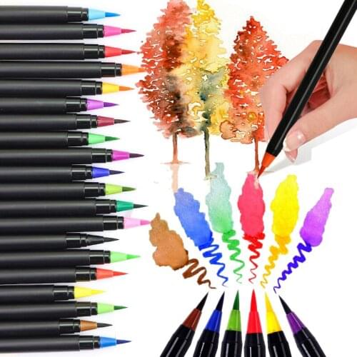 Soft Head/Tip Watercolor Brush Marker Pen 20/24 Colors Washable Smooth Flexible Nib Water Color Brush for Chinese Ink Painting