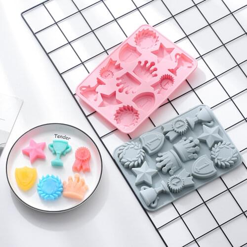 12 grid trophy crown cake mold DIY French dessert Chocolate fudge ice cube mold Childrens rewards Cake decoration mold