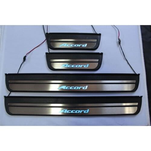 Chrome Styling Blue LED Door Sill Plate 4 PCS For Honda 8th 2008-2013 Accord Sedan-US model Only
