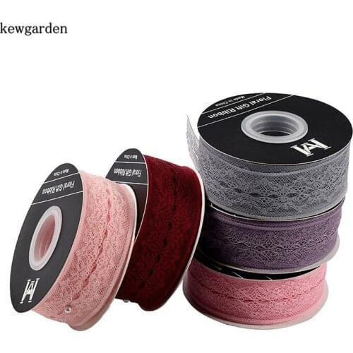 Kewgarden Hollow Lace Ribbon Handmade Tape 1.5" 38mm DIY Hair Bow Accessories Packing Satin Ribbon 25 Yards