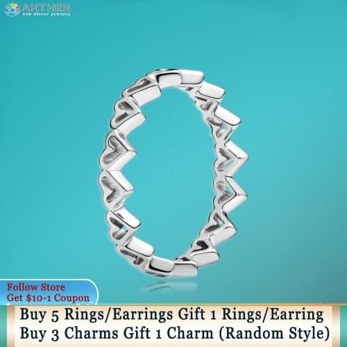 Ahthen 925 Sterling Silver Ring Silver Freehand Hearts Rings 925 Silver Women Ring Ngagement Ring Women Jewelry Making Girl Ring
