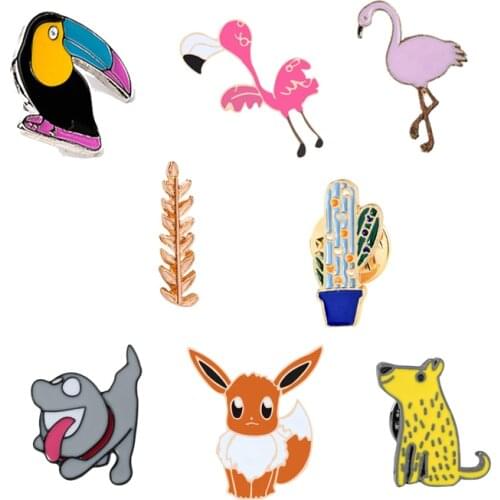 Fashion Animal Badge Metal Enamel Pins Cute Bird Fox Dog Brooches For Women Kids Jackets Lapel Pin Button Icons Jewelry Broche