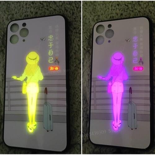 Fashion Elegent Lady Woman Girls Back Cover For iPhone 8 7 Plus 6S XS XR Coque For iPhone 11 12 Pro Max LED Flash Phone Case