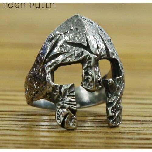 Vintage King of Sparta Helmet Ring Men Boys 316L Stainless Steel Sparta Rings Cool Motor Biker Jewelry 2020
