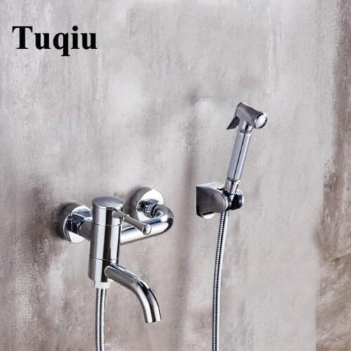 Toilet Bidet Faucet Set Hot and Cold Bathroom Toilet Shower Wall mounted Spray Gun Nozzle Bidet Faucet Bathroom Hardware