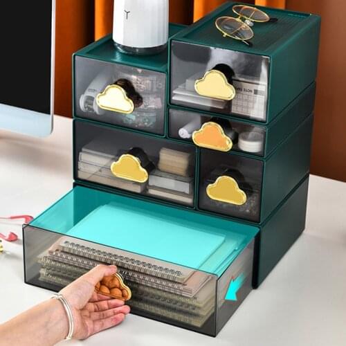 Desktop Storage Box Transparent Drawer Shelf Multi-layer Cosmetic Stationery Organizer Dustproof Sundries Holder Home Organizer