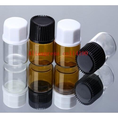 Wholesale 1000pcs/lot 1ML Amber 1/4 Dram Glass Bottle 1CC Amber Sample Vial Small Essential Oil Bottle