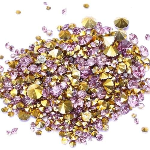 Wholesale Light Purple Resin Rhinestones Glue On Beads PointBack Many Size Diamond Jewelry Nail Art Wedding Dress Decoration DIY