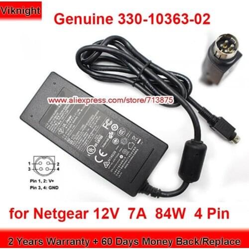 Genuine 330-10363-02 AC Adapter 12V 7A 84W Laptop Charger for Netgear NAS RN 10400 NU90-9120700-I2 Power Supply