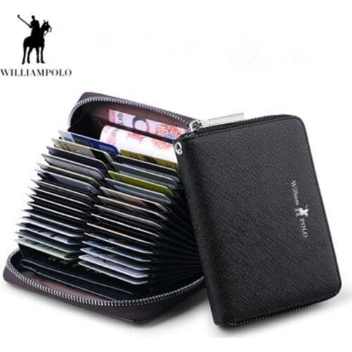 Williampolo Anti-Theft Brush 30 Card Organ Men And Women Card Package Anti-Degauss Rfia Genuine Leather Credit Card Set Wallet