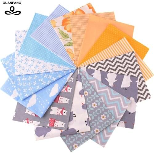 QUANFANG 16pcs/lot printing Twill Cotton Fabric For Patchwork Tissue Cloth DIY,Sewing,Quilting,Material Baby Children 20cmx25cm