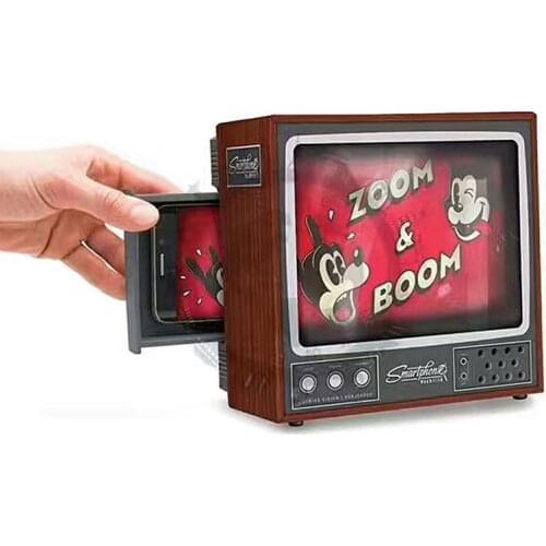 DIY Cardboard Classical TV Set Style 2X Screen Fresnel Lens Magnifier Expander Enlarge Magnifying Glass for Smart Phone Watching