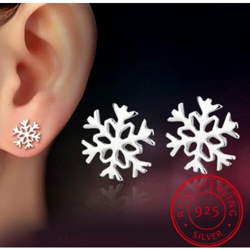 Wholesale Sexy girl Fashion jewelry No allergy no discoloration flowers snowflake 925 sterling silver Stud earrings YS50