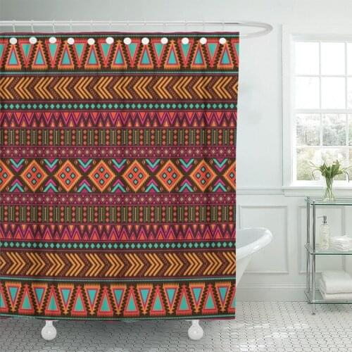 Indian Tribal Vintage Ethnic Abstract African Arabesque Aztec Black Shower Curtains Waterproof Polyester Fabric 72 x 78 inches