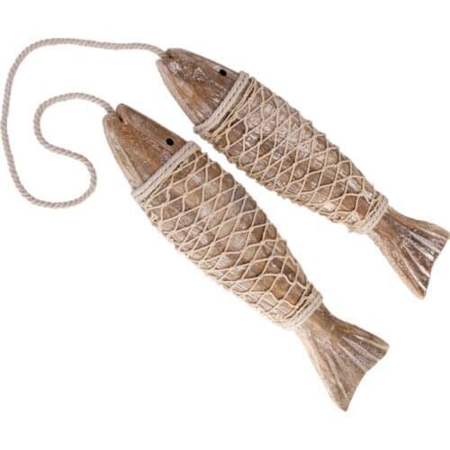 Mediterranean Wood Fish Wall Hanging Coastal Marine Fish Home Nautical Decor