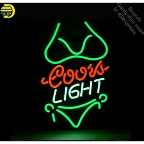 Coors Light Bikini Girl neon Signs Unique Artwork Real Glass Tube neon lights Recreation Home Wall Iconic Sign Neon Light Lamps