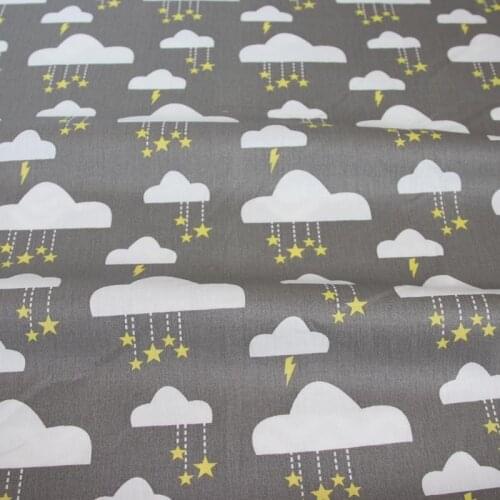 Syunss,Gray Back Clouds Print Cotton Fabric DIY Tissu Patchwork Telas Sewing Baby Toy Bedding Quilting Cloth Craft Tecido tilda