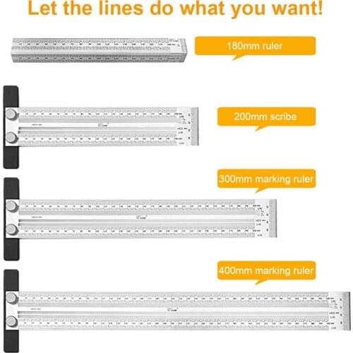Precision Marking T-Rule Scale Ruler T-Type Hole Stainless Scribing Mark Carpenter Line Gauge Carpenter Measuring Tool Woodwork