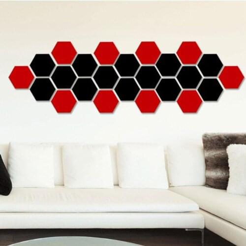 New 12Pcs 3D Mirror Hexagon Wall stickers Acrylic Solid DIY Self-adhesive Wallpaper Wall Decals Kids Home Decoration On the Wall