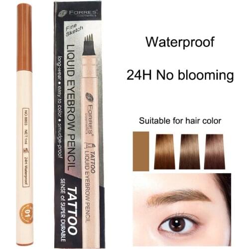 High Quality 1 Pcs 4 Fork Tip Liquid Eyebrow Pen Waterproof Tattoo Eye Brow Pencil Eyebrow Enhancer