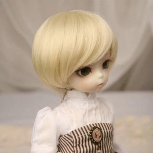 1/3 1/4 1/6 Bjd SD Doll Wig High Temperature Cute Short Blonde Hair