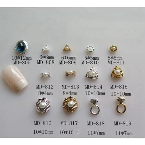 MD805-819 10pcs Fancy Rhinestone Metal Deco Metal Charms Metal Deco Charms Nail Art