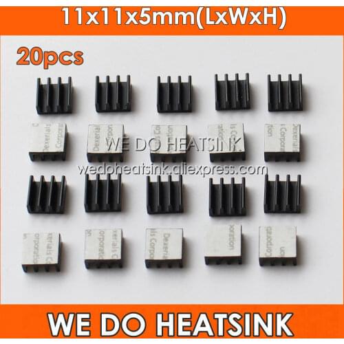 20pcs 11x11x5mm Ram Chip Black Anodized Aluminum Heat Sink Cooler