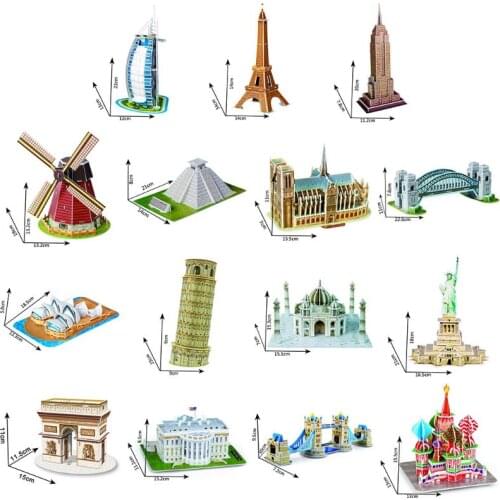 3D World Famous Building Architecture Puzzle Jigsaw Educational Toy DIY Assemble