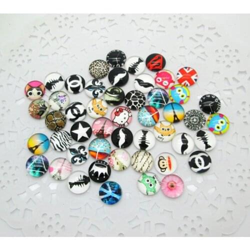 50pcs 10mm Round Mixed Domed Magnifying Clear Glass Cabochon Scrapbooking Embellishments Fridge Magnets DIY Accessories