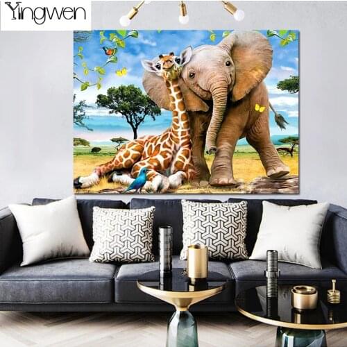 Full Diamond Painting Elephant Art 5D DIY Diamond Beads Embroidery Giraffe Mosaic Kits Animal Cross Stitch Kits Home Decoration