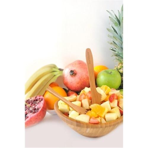 Bamboo Panada Cutlery Bowl Set Babies Children Small Size Baby Food Fork Spoon Bowls Natural Healty Wood Tableware Kids Plate