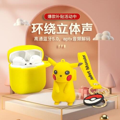 TAKARA TOMY Pokemon Pikachu Wireless Bluetooth Headset Touch Call Universal Sports Headset
