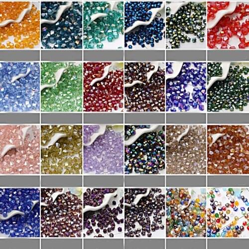 TianBo 4mm Czech Loose Bicone Crystal Beads For Jewelry Making Diy Needlework AB Color Spacer Faceted Glass Beads Wholesale