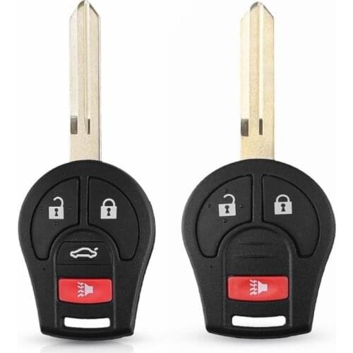 2+1/3 Buttons Car Remote Key Case Black Key Shell for Nissan Versa Sentra Altima Tiida Maxima Replacement Uncut Blade Case Cover
