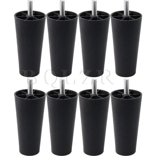 BQLZR 8 x Black Plastic Round Tapered Sofa Chair Leg 60x38x120mm for Furniture