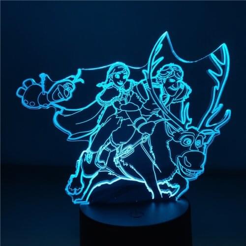 Disney Frozen Anna Kristoff Olaf LED Night Light for Children Cartoon 3d LED Light Bedroom Decorative Table Lamp Chirstmas Gifts