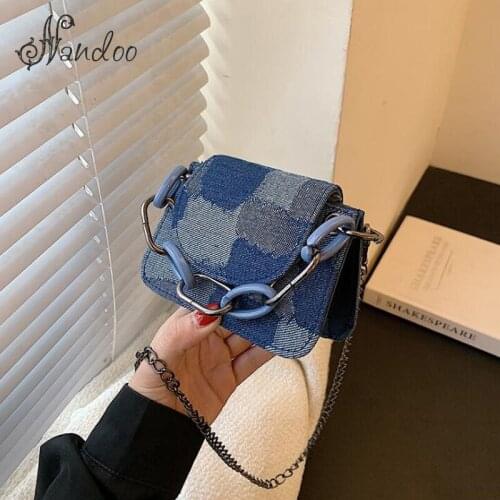 Denim Simple Design Bag Women 2021 Summer New Style Mini Foreign Leisure Shoulder Underarm Bag Chain Fashion Cool Women Purses