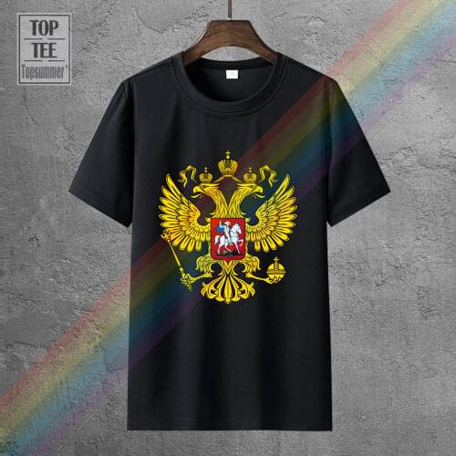 Printed Tee Shirts Short Sleeve Russian Eagle Vintage Logo T Shirt Soviet Union Cccp Putin Russia Udssr