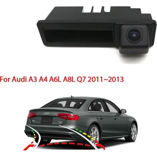 For Audi A3 A4 A6L A8L Q7 2011 2012 2013 Dynamic Trajectory Parking Line Car Reverse Backup Rear View Trunk Handle Camera