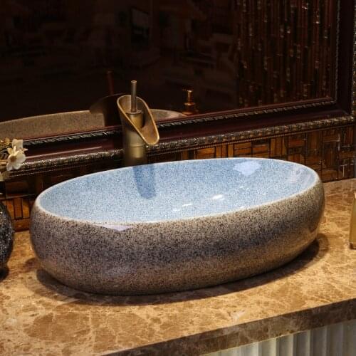 Ceramic Art Basin Sink Counter Top Wash Basin Bathroom Vessel Sinks vanities oval shape wash basins