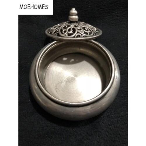 MOEHOMES Chinese old antique silver small-scale desktop incense burner home decoration metal crafts